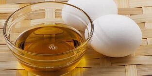 Eggs with oil for making healing ointment